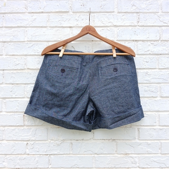Theory Cuffed Dark Denim Shorts Pleated - Picture 3 of 7